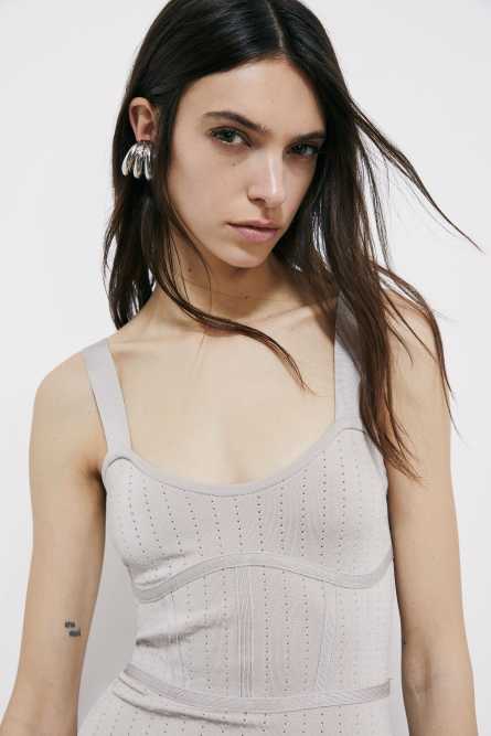 Облегающее миди-платье из жаккардового трикотажа, Серый, Patrizia Pepe