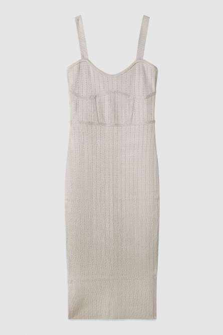 Облегающее миди-платье из жаккардового трикотажа, Серый, Patrizia Pepe