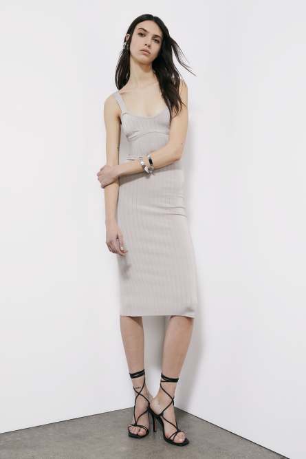 Облегающее миди-платье из жаккардового трикотажа, Серый, Patrizia Pepe