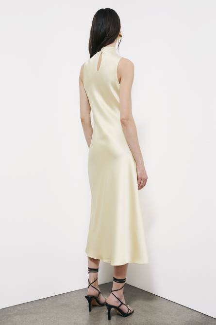 Свободное миди-платье из атласа, Желтый, Patrizia Pepe