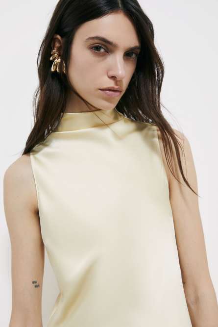 Свободное миди-платье из атласа, Желтый, Patrizia Pepe