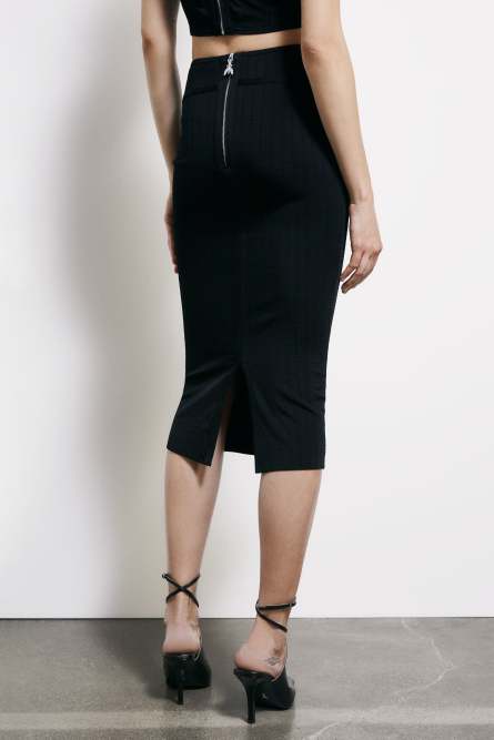 Jacquard knit midi skirt, Black, Patrizia Pepe