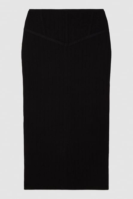 Jacquard knit midi skirt, Black, Patrizia Pepe