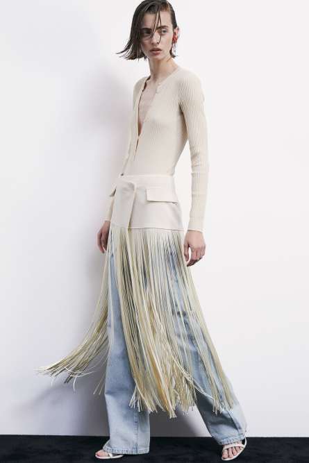 Fabric wrap belt with fringes, White, Patrizia Pepe