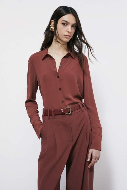 Soft viscose shirt, Brown, Patrizia Pepe