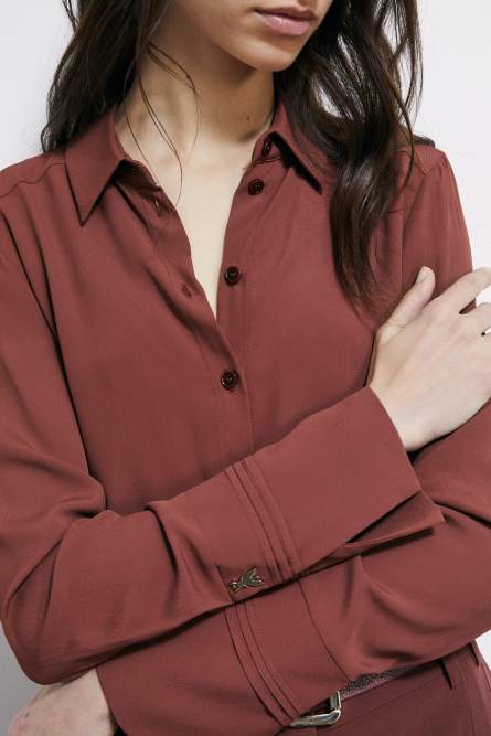 Soft viscose shirt, Brown, Patrizia Pepe