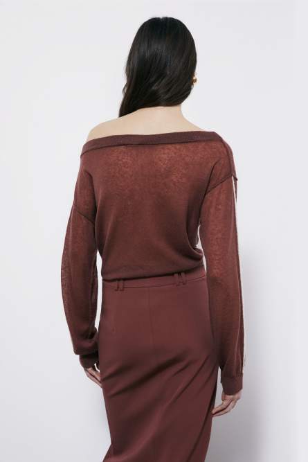 Light soft sweater with ribbing, Brown, Patrizia Pepe