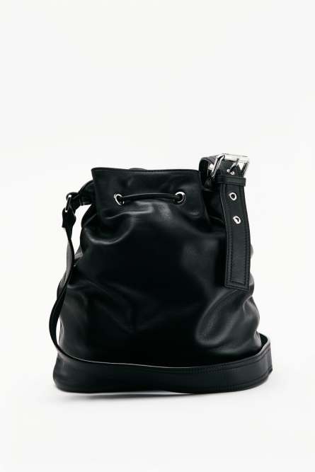 (IM)PERFECTION Leder-Bucket-Bag Medium, Schwarz, Patrizia Pepe