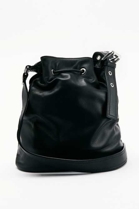 Sac seau en cuir (IM)PERFECTION - grand, Noir, Patrizia Pepe