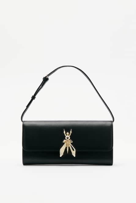 Square Essential Fly leather crossbody bag, Black, Patrizia Pepe