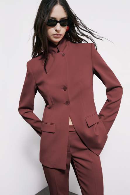 Slim tailored blazer, Brown, Patrizia Pepe