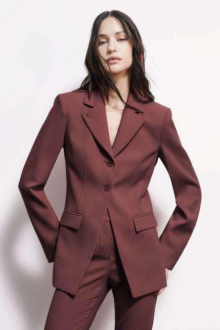 Slim tailored blazer, Brown, Patrizia Pepe