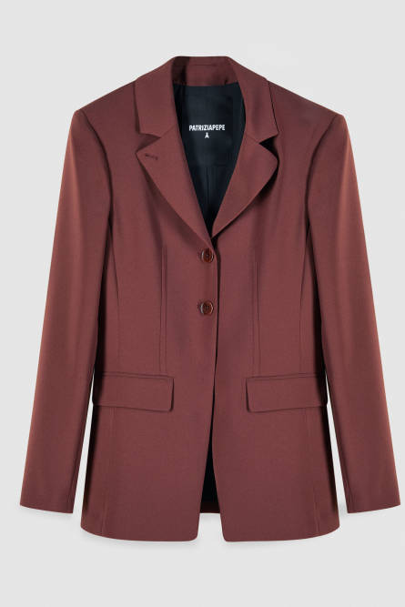 Slim tailored blazer, Brown, Patrizia Pepe