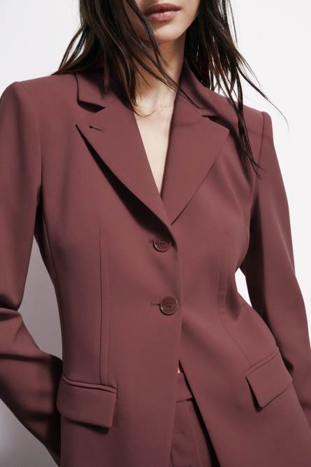 Slim tailored blazer, Brown, Patrizia Pepe