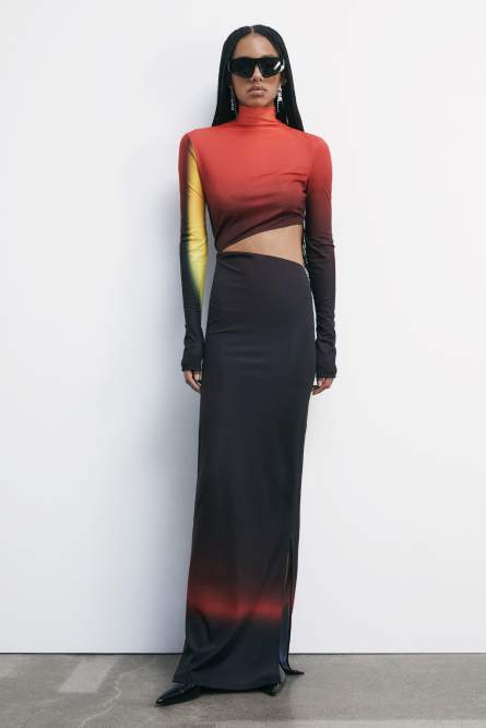 Langes Kleid mit Cut-out und D&eacute;grad&eacute;-Effekt, Mehrfarbig, Patrizia Pepe