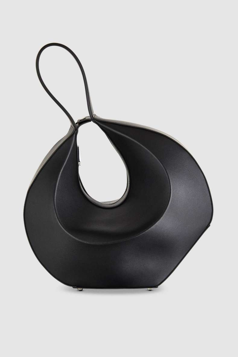 Leather shoulder bangle bag, Black, Patrizia Pepe