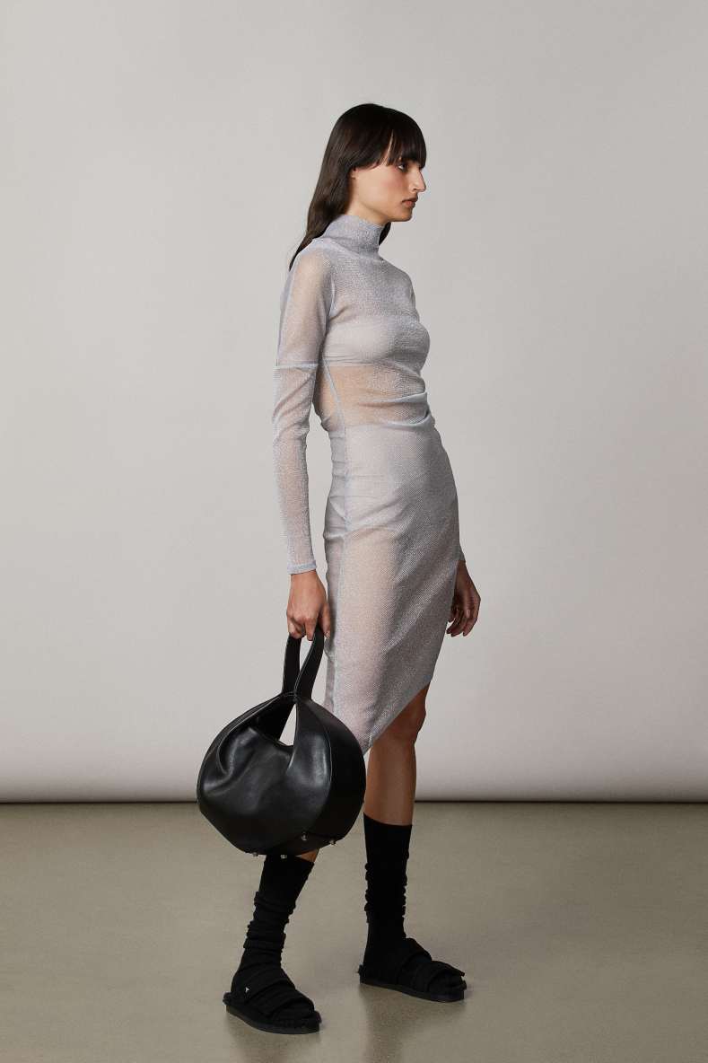 Leather shoulder bangle bag, Black, Patrizia Pepe