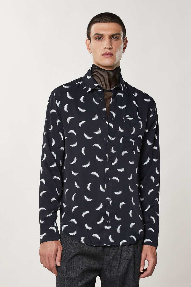 Patterned shirt with breast pocket, Black, Patrizia Pepe