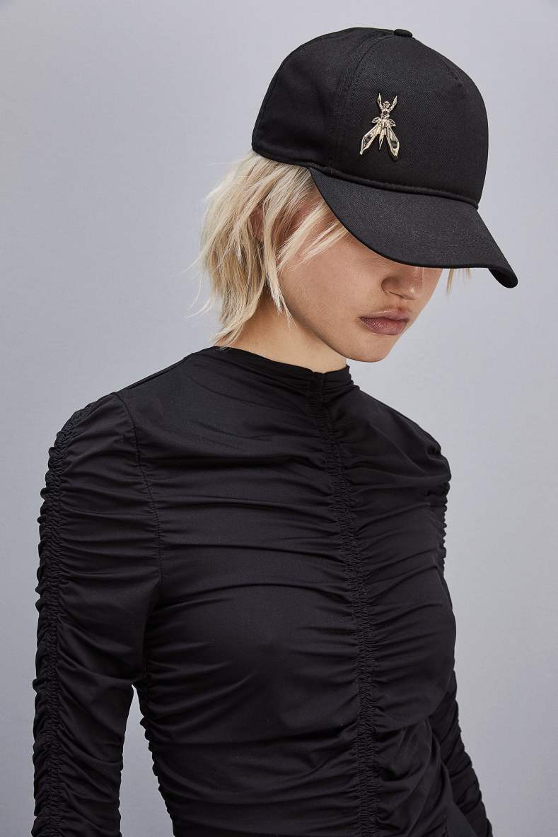 Cotton Fly Baseball Cap, Black, Patrizia Pepe