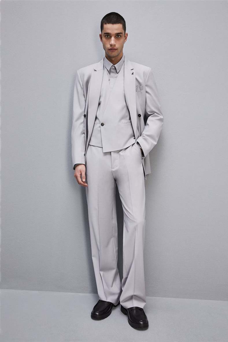 High-waisted pants in cool wool, Grey, Patrizia Pepe