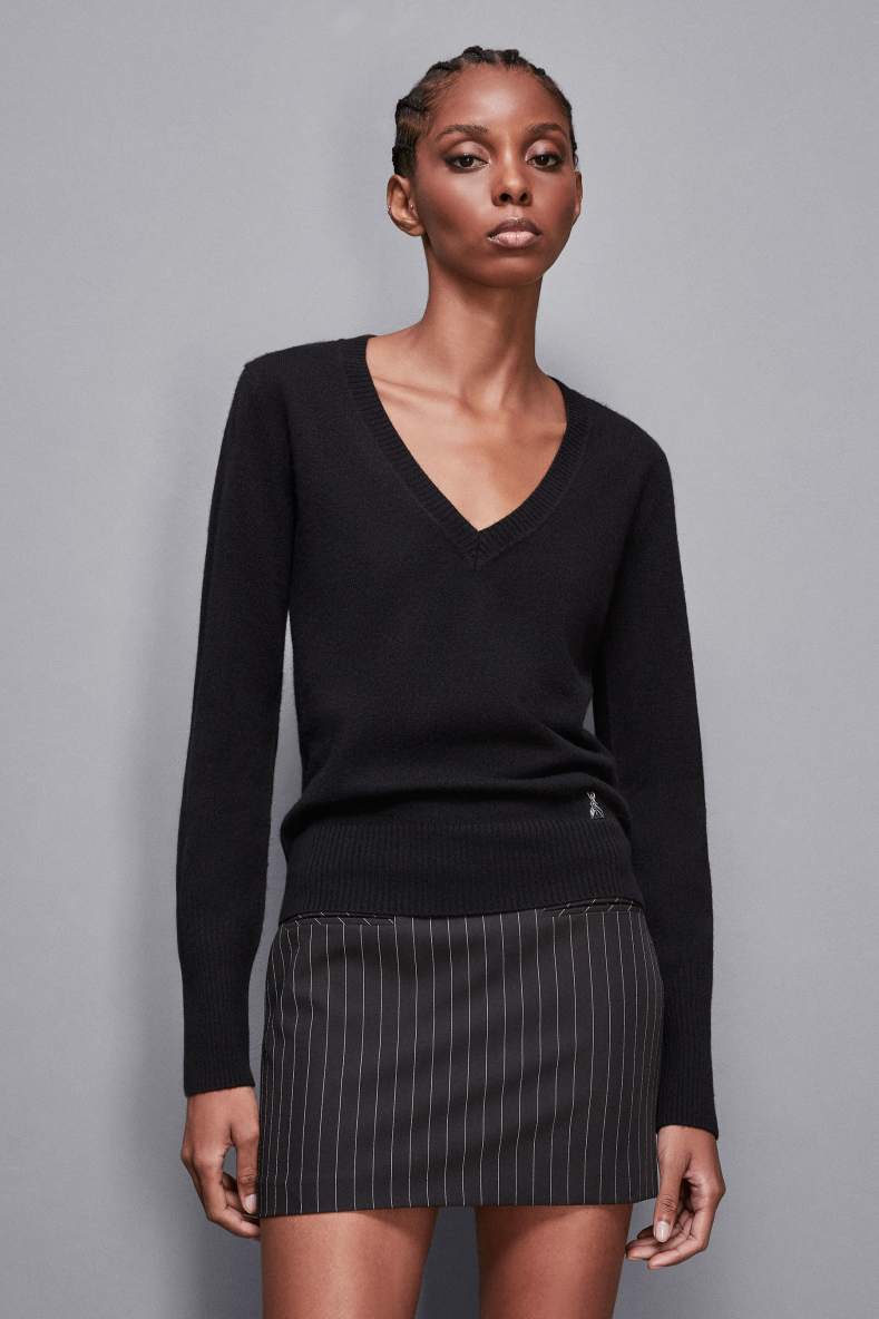 V-neck Cashmere Jumper, Black, Patrizia Pepe