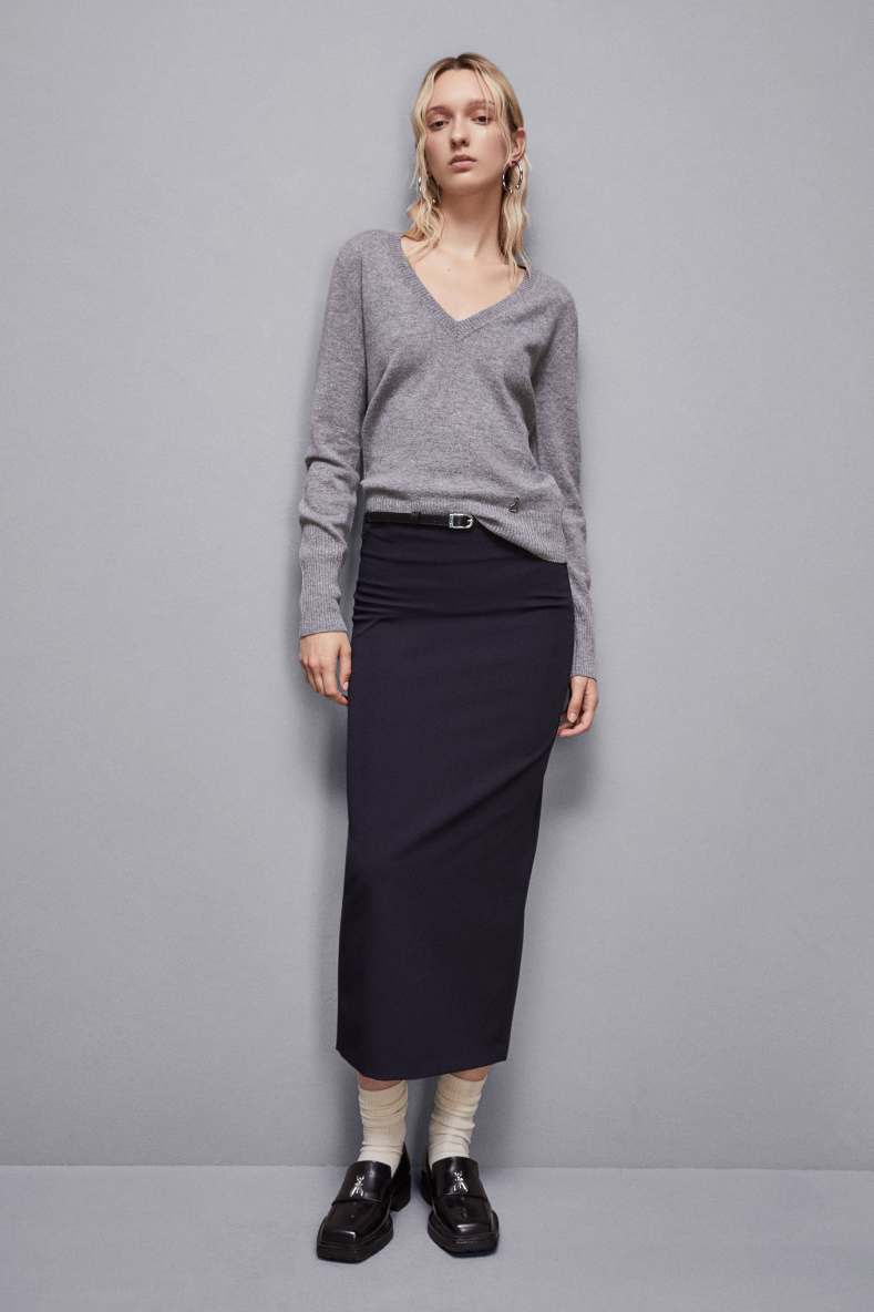 V-neck Cashmere Jumper, Grey, Patrizia Pepe