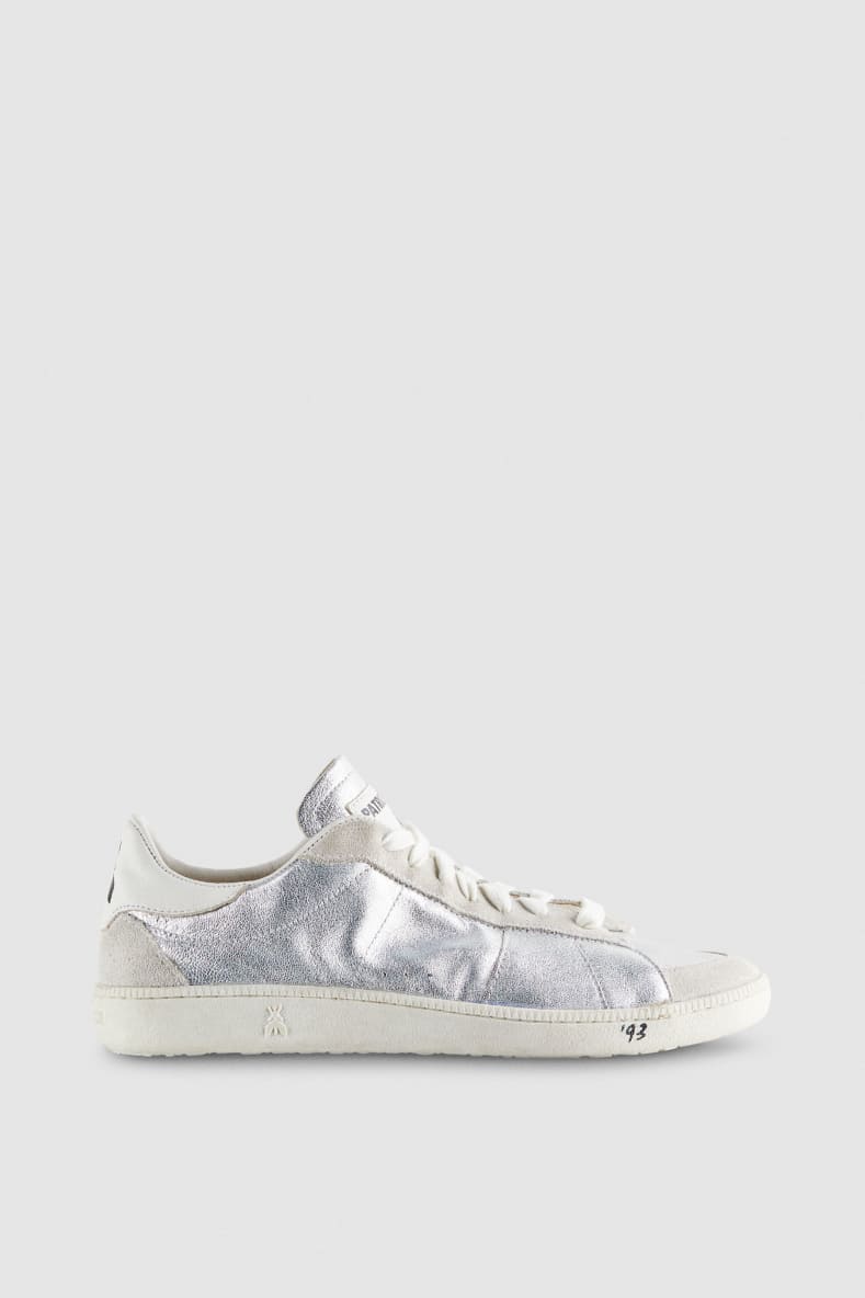 SKIN Sneakers &apos;93 in laminated nappa leather, Silver, Patrizia Pepe
