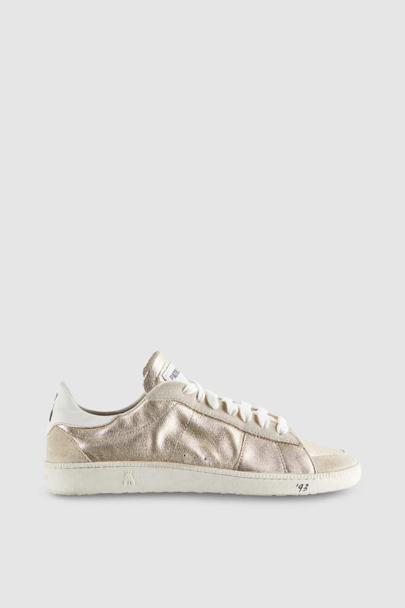 SKIN Sneakers &apos;93 in laminated nappa leather, Gold, Patrizia Pepe