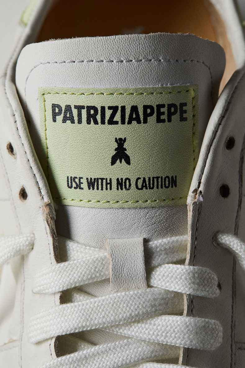 SKIN Sneakers &quot;Born In &apos;93&quot; in leather, White, Green, Patrizia Pepe