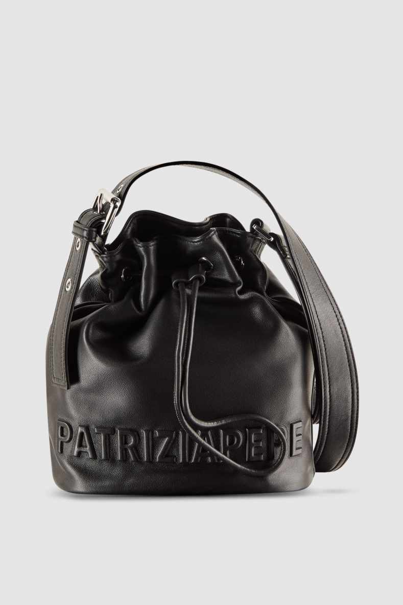Borsa a secchiello (IM)PERFECTION in pelle media, Nero, Patrizia Pepe
