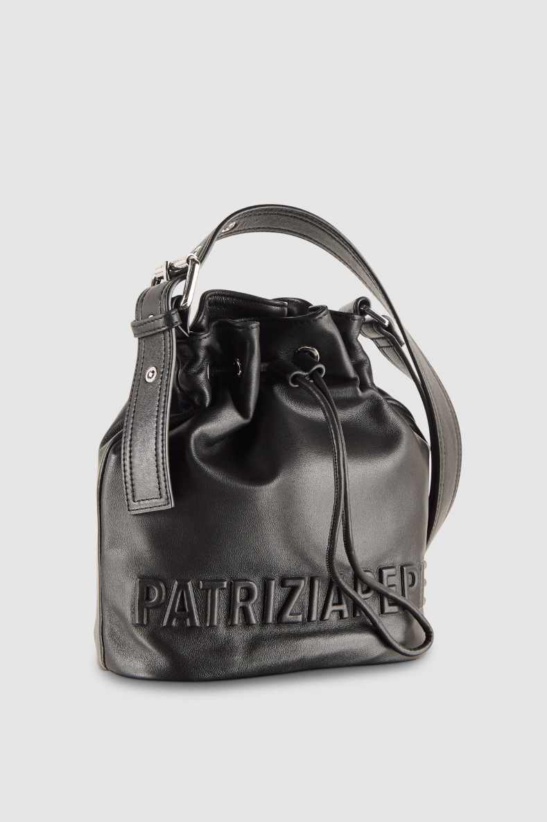 Borsa a secchiello (IM)PERFECTION in pelle media, Nero, Patrizia Pepe