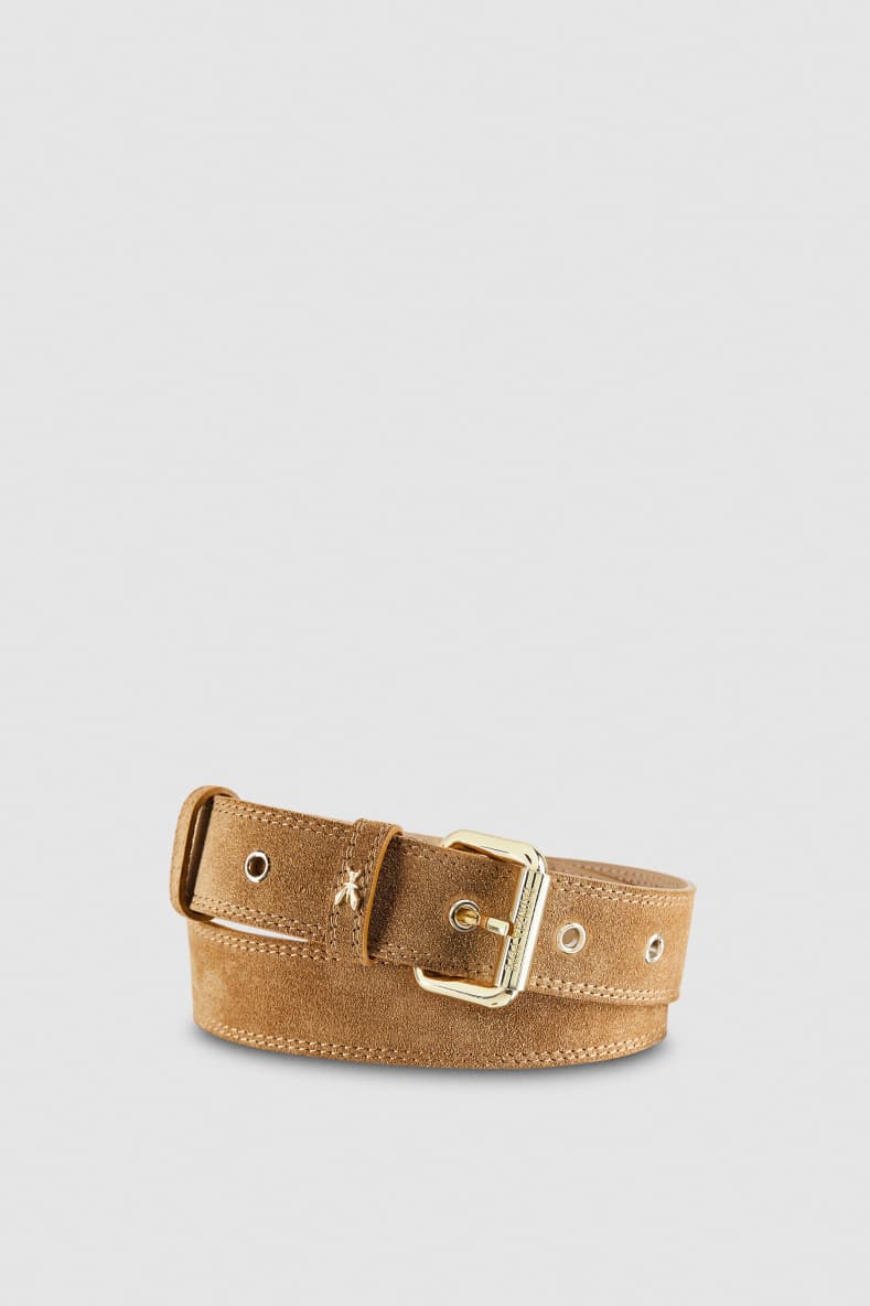 Suede Leather Belt, Beige, Patrizia Pepe