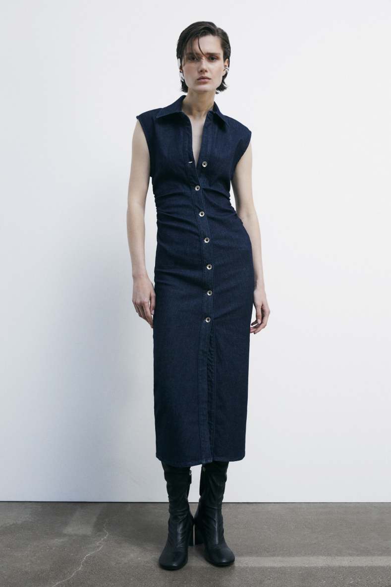 Sleeveless midi denim dress, Blue, Patrizia Pepe