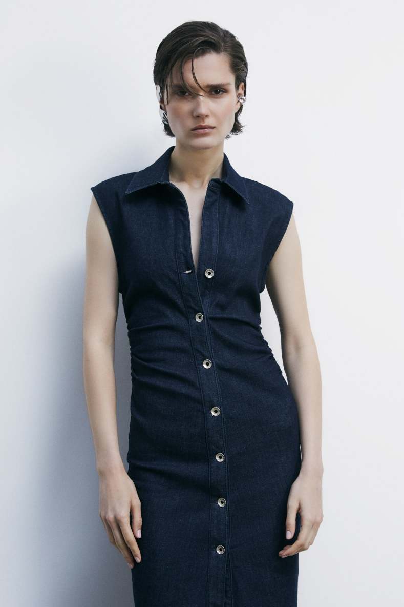 Sleeveless midi denim dress, Blue, Patrizia Pepe