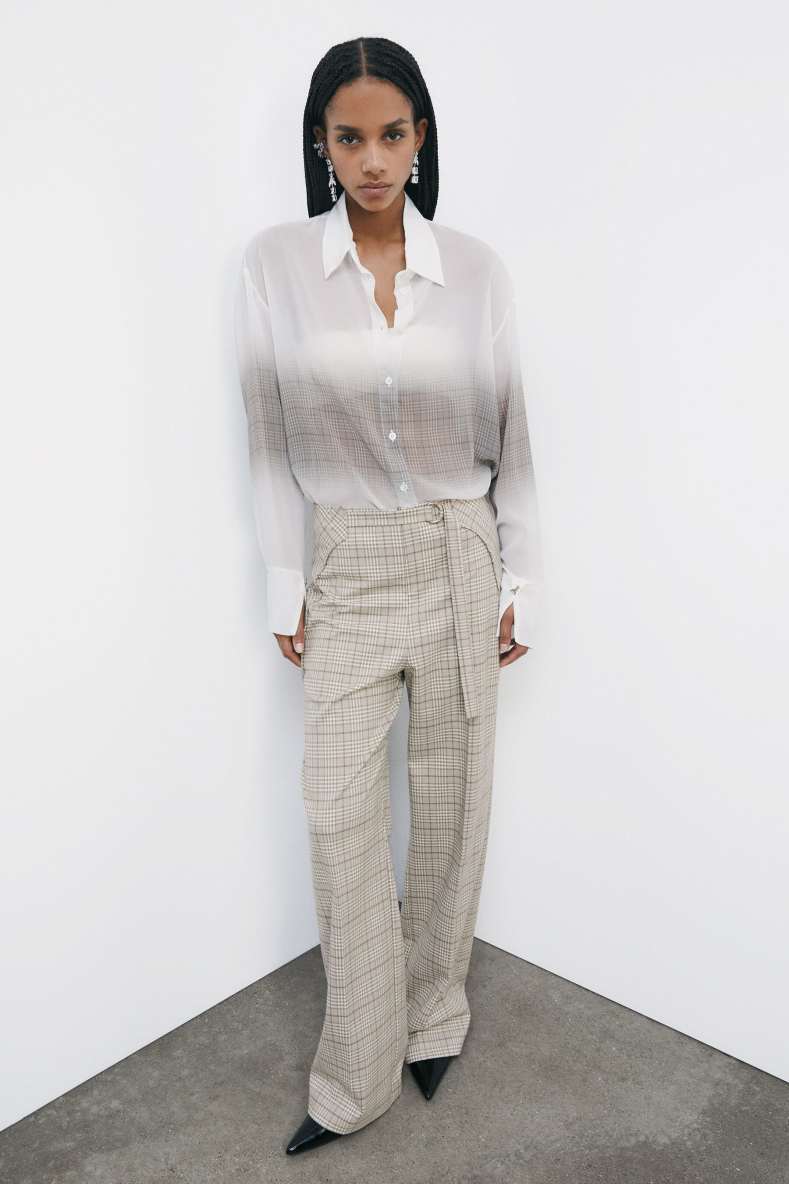Lightweight shirt with checked print, White, Patrizia Pepe