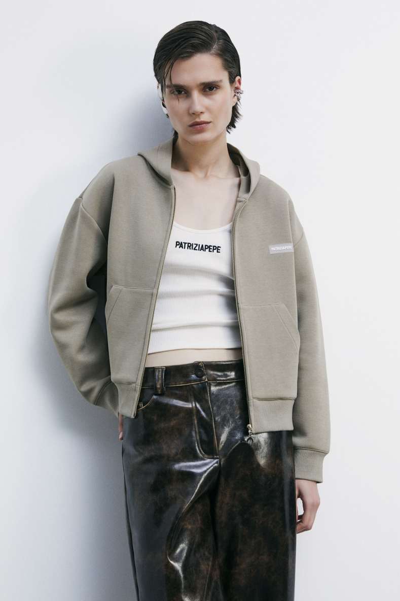 Technical fabric hoodie, Beige, Patrizia Pepe