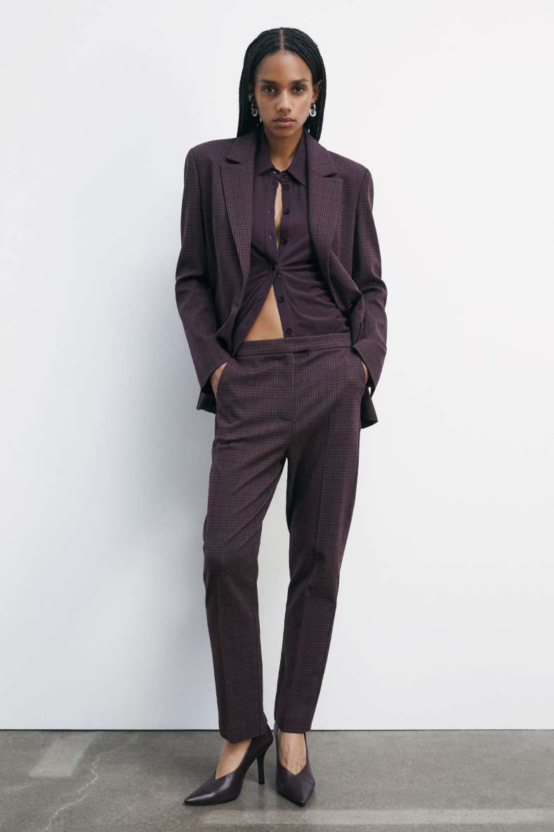 Checked cigarette pants, Bordeaux, Patrizia Pepe