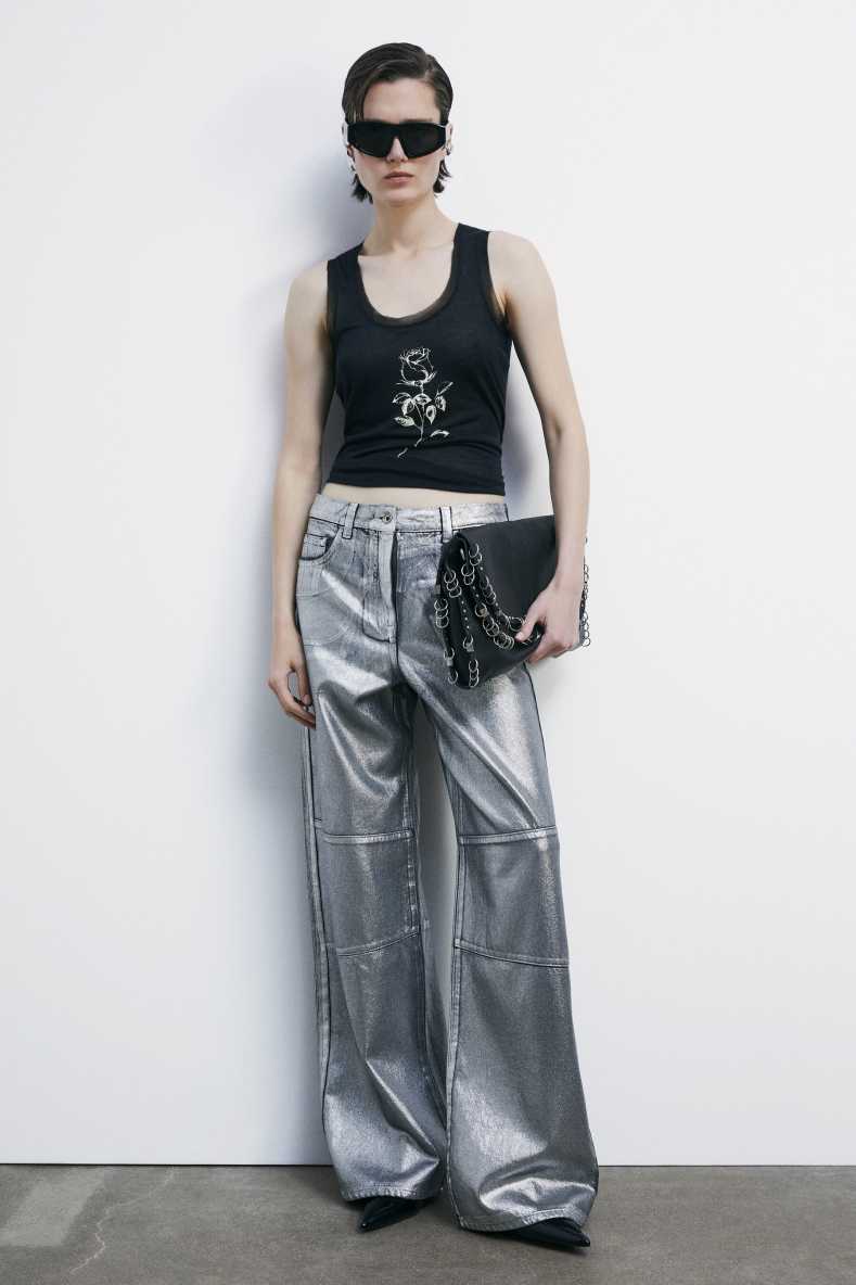 Metallic wide-leg jeans, Silver, Patrizia Pepe