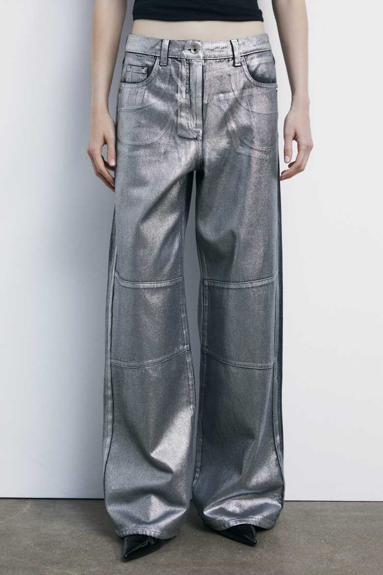 Metallic wide-leg jeans, Silver, Patrizia Pepe