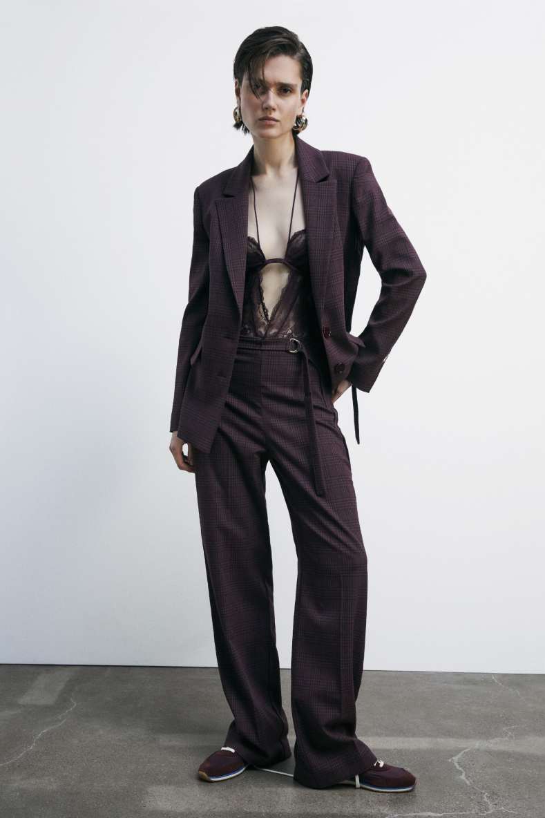 Fluid checked pants, Bordeaux, Patrizia Pepe