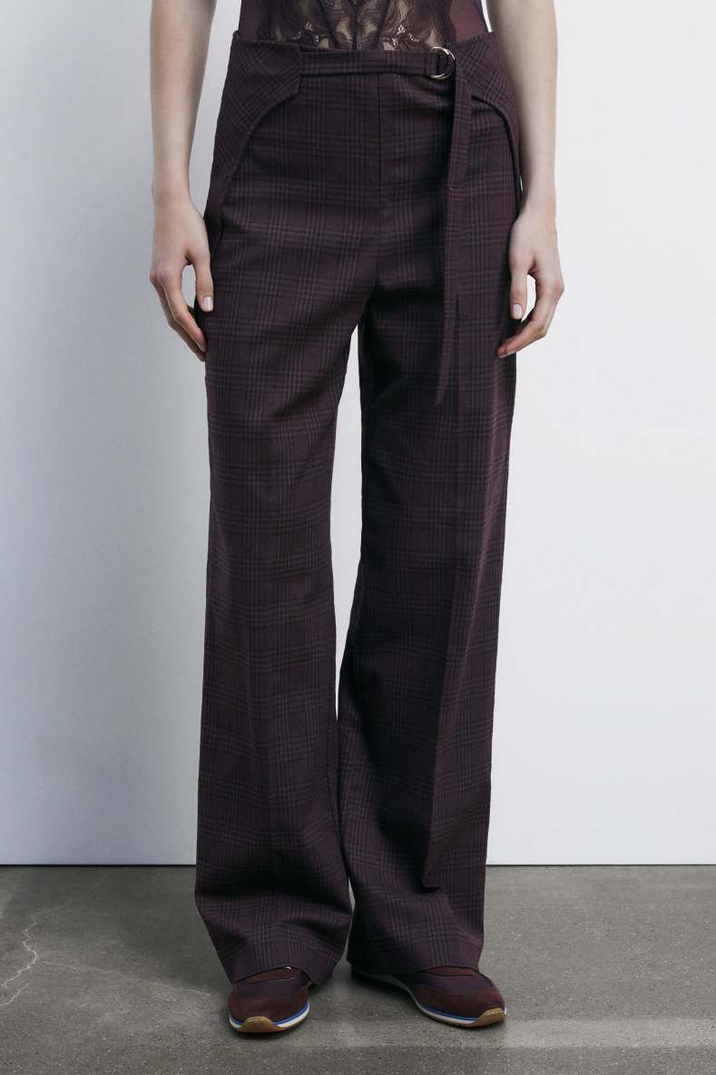 Fluid checked pants, Bordeaux, Patrizia Pepe