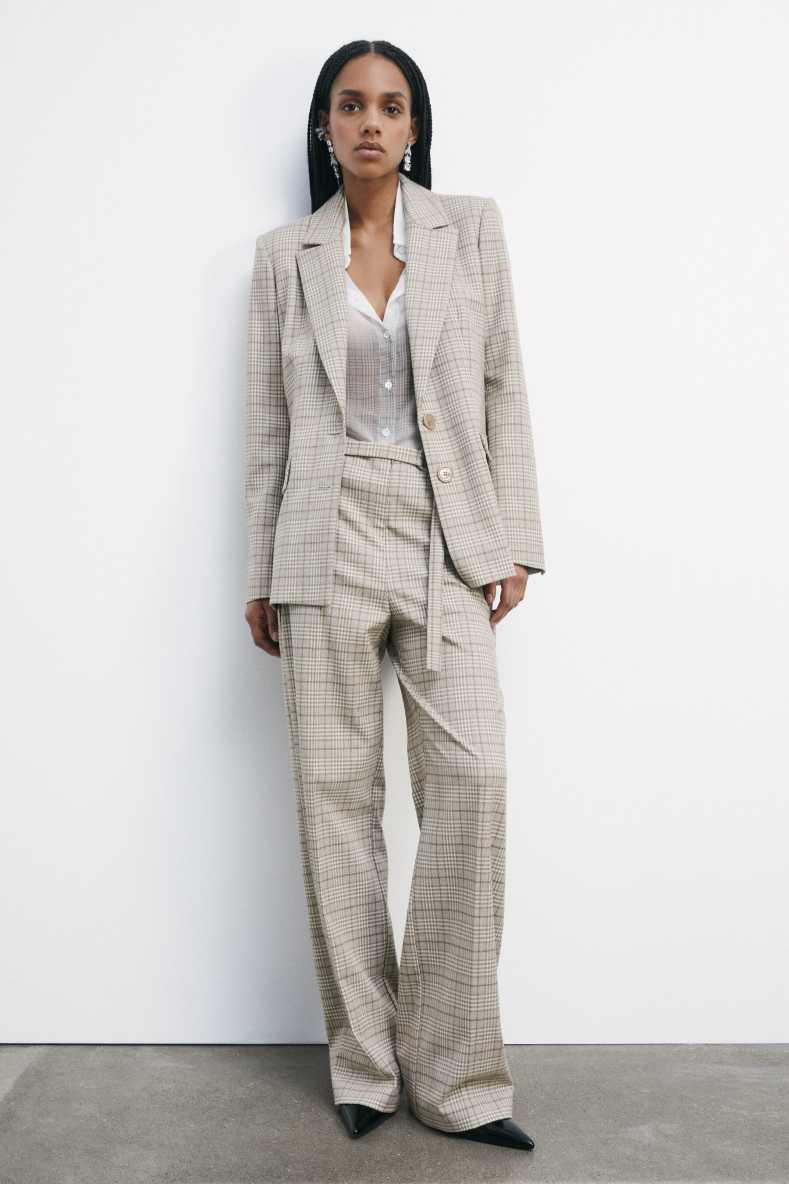 Fluid checked pants, Beige, Patrizia Pepe