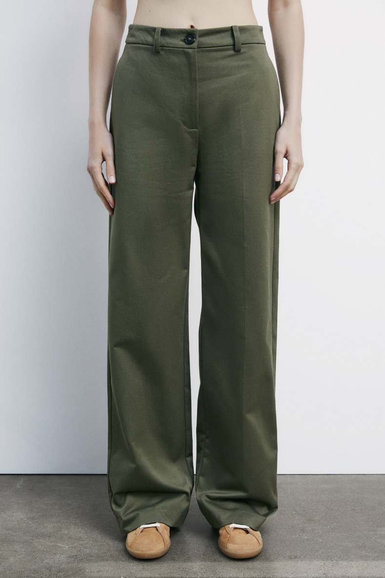Structured straight-leg pants, Green, Patrizia Pepe