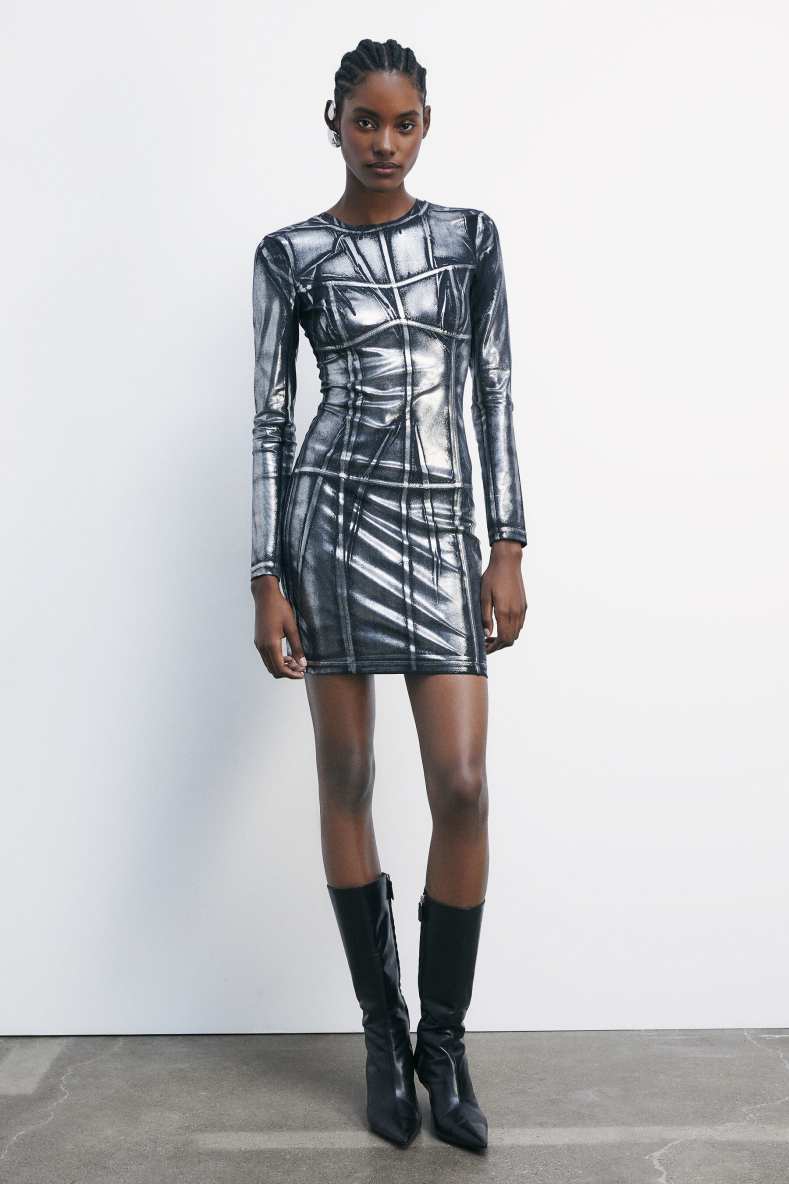 Metallic mini dress, Silver, Patrizia Pepe