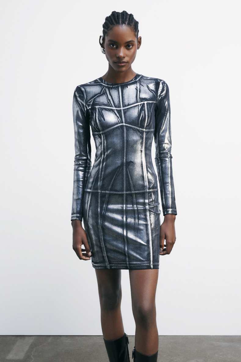 Metallic mini dress, Silver, Patrizia Pepe