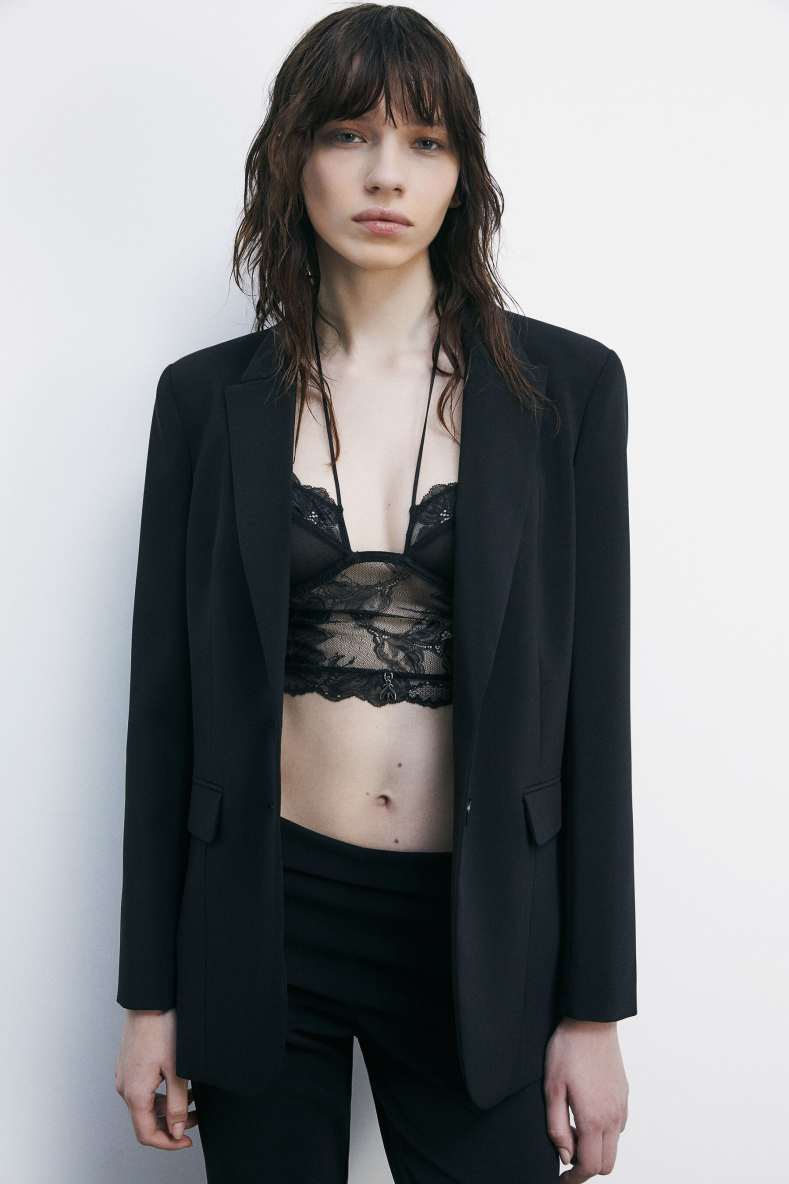 Oversized blazer in crêpe, Black, Patrizia Pepe