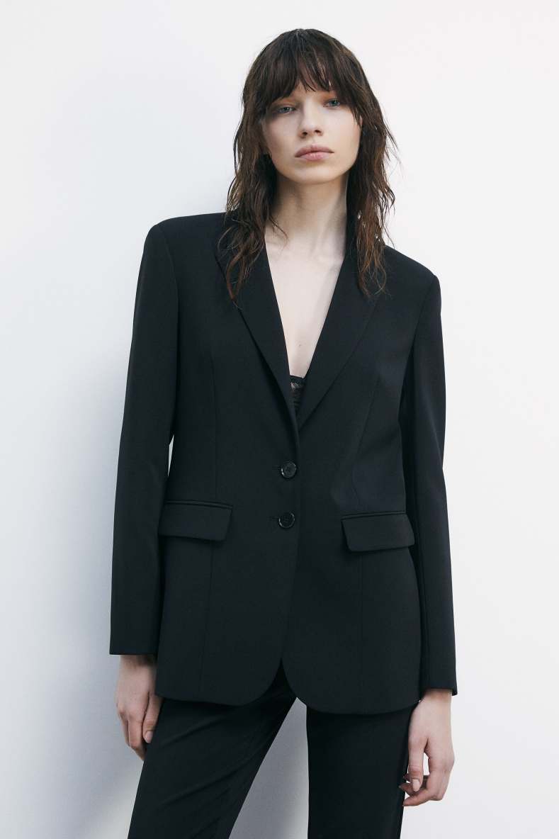 Oversized blazer in crêpe, Black, Patrizia Pepe