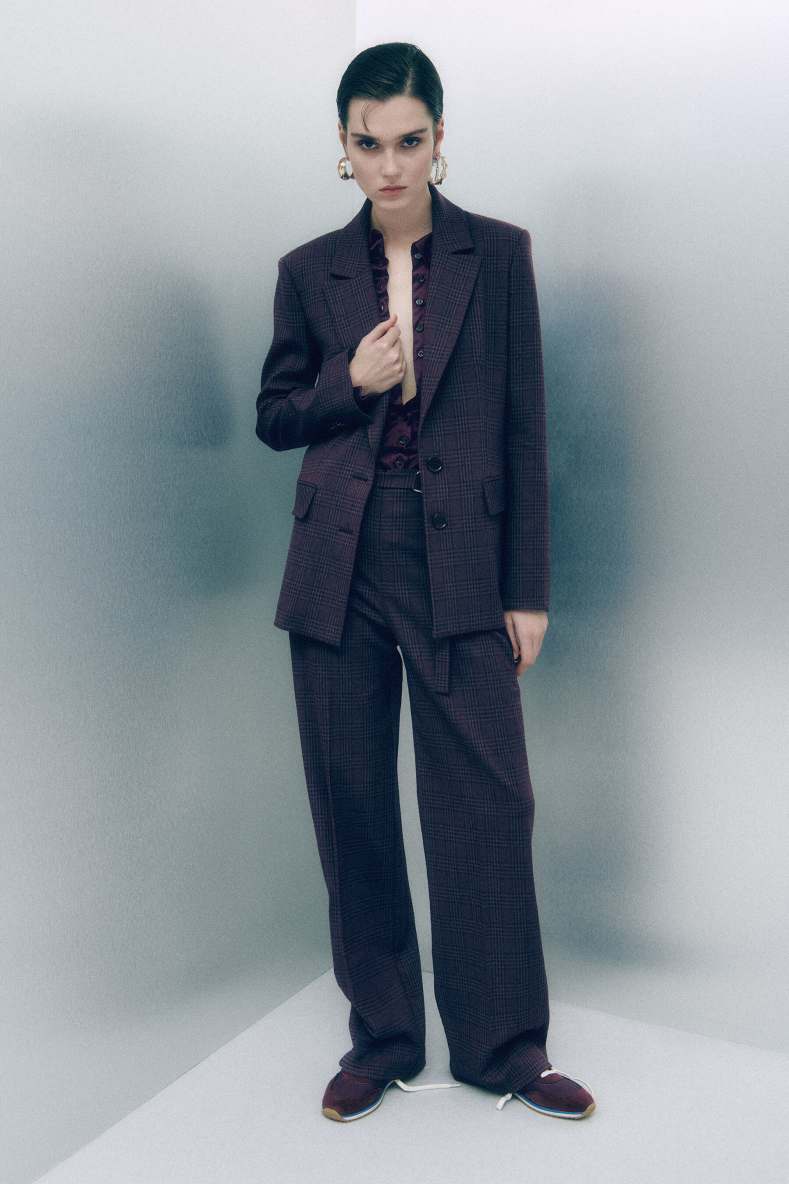 Checked blazer with two-button closure, Bordeaux, Patrizia Pepe