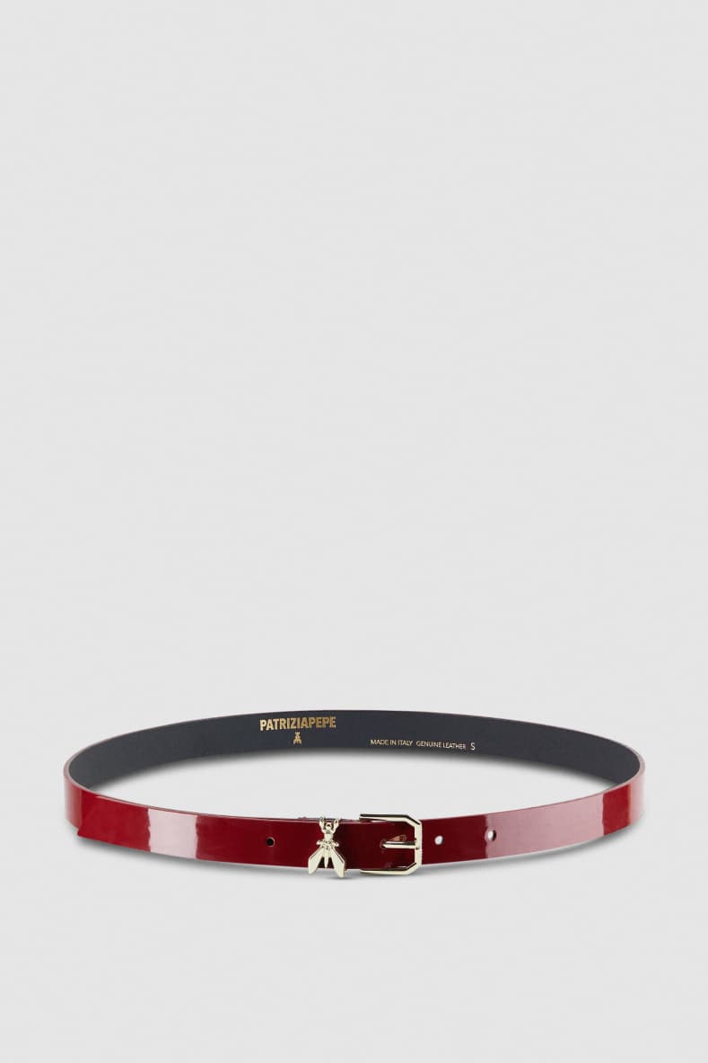 Low-rise patent leather belt, Red, Patrizia Pepe