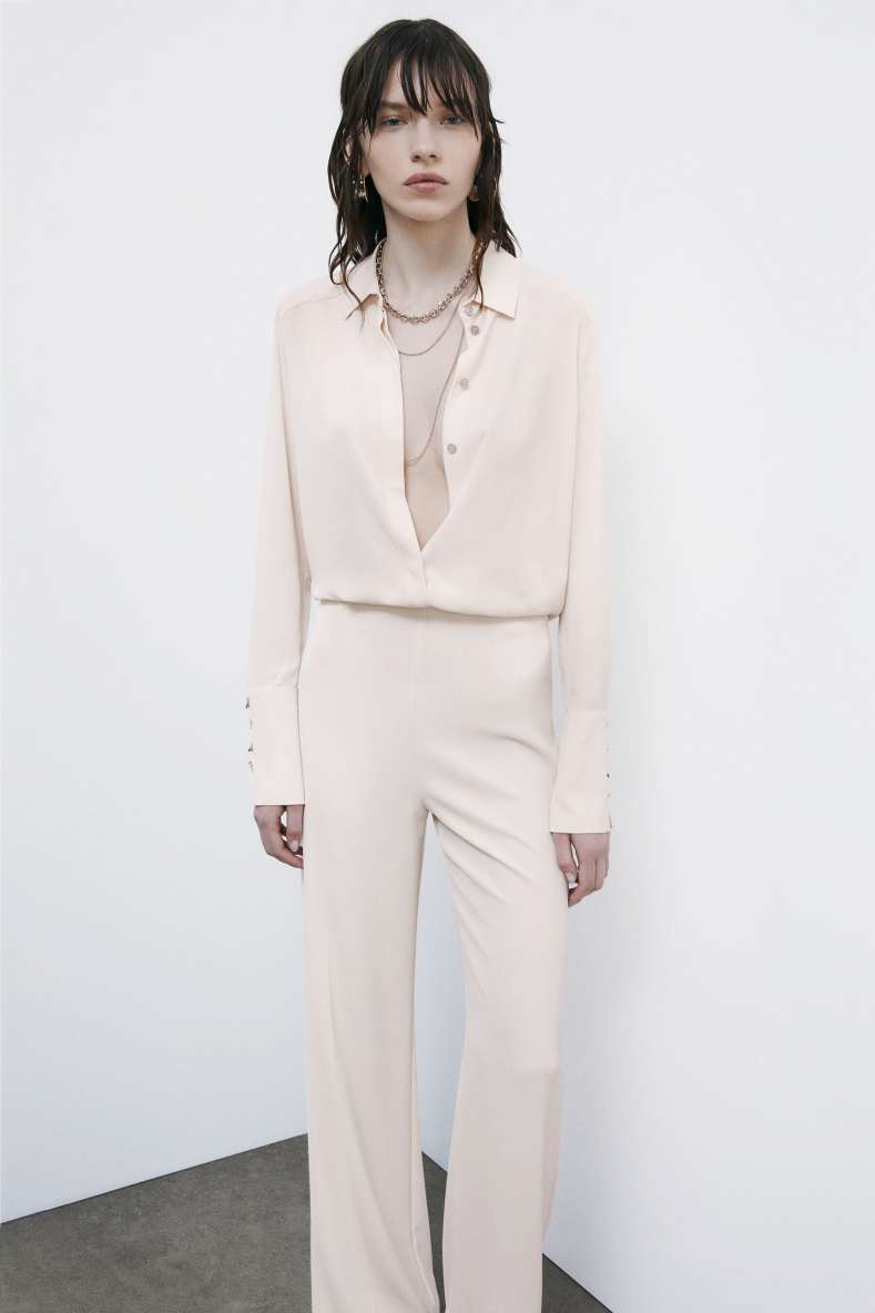&quot;ESSENTIAL&quot; fluid viscose shirt, Beige, Patrizia Pepe